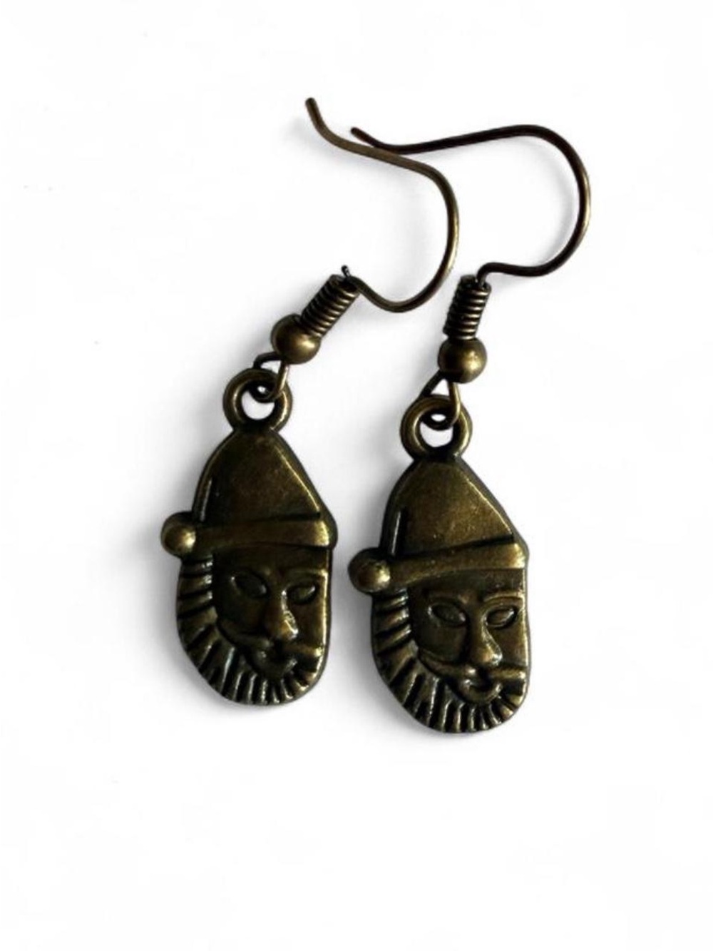 Handmade Bronze Santa Claus Holiday Drop Earrings 🎅🎄